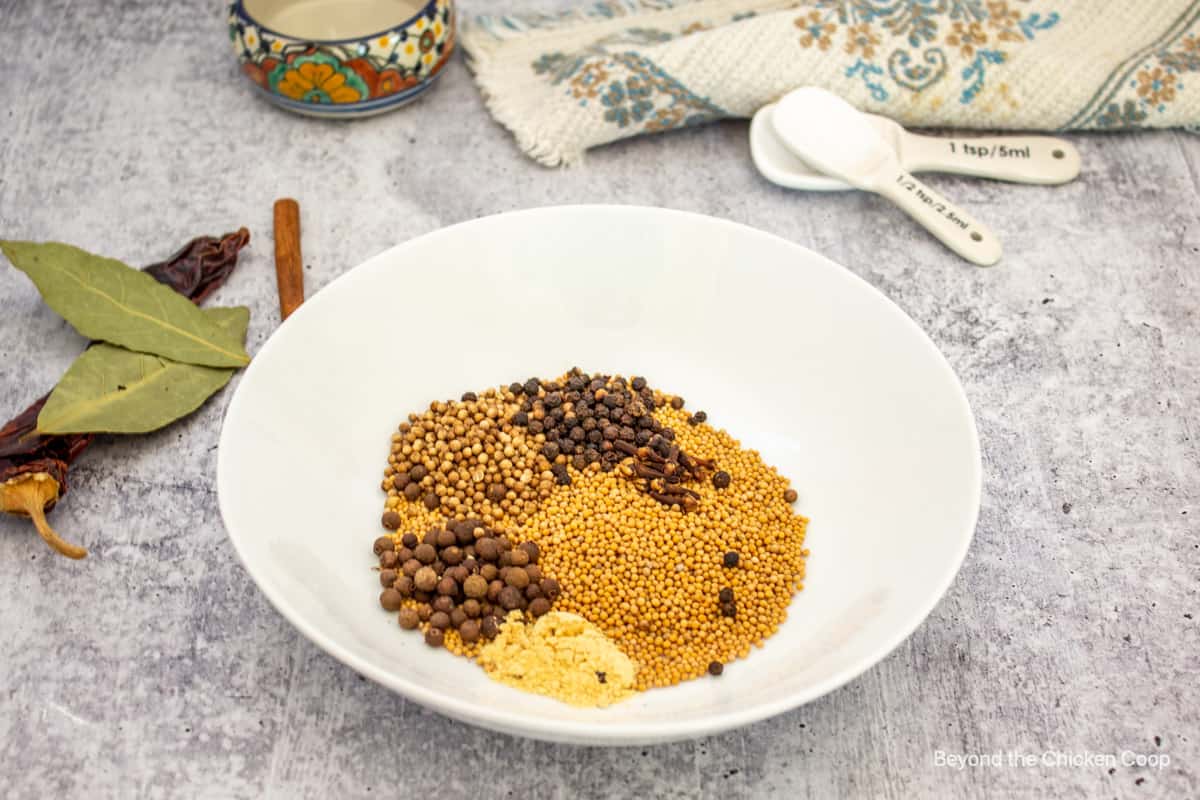 Spices in a white bowl.