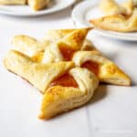 A pinwheel pastry filled with apricot jam.