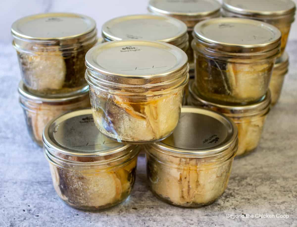 Jars of home canned fish.