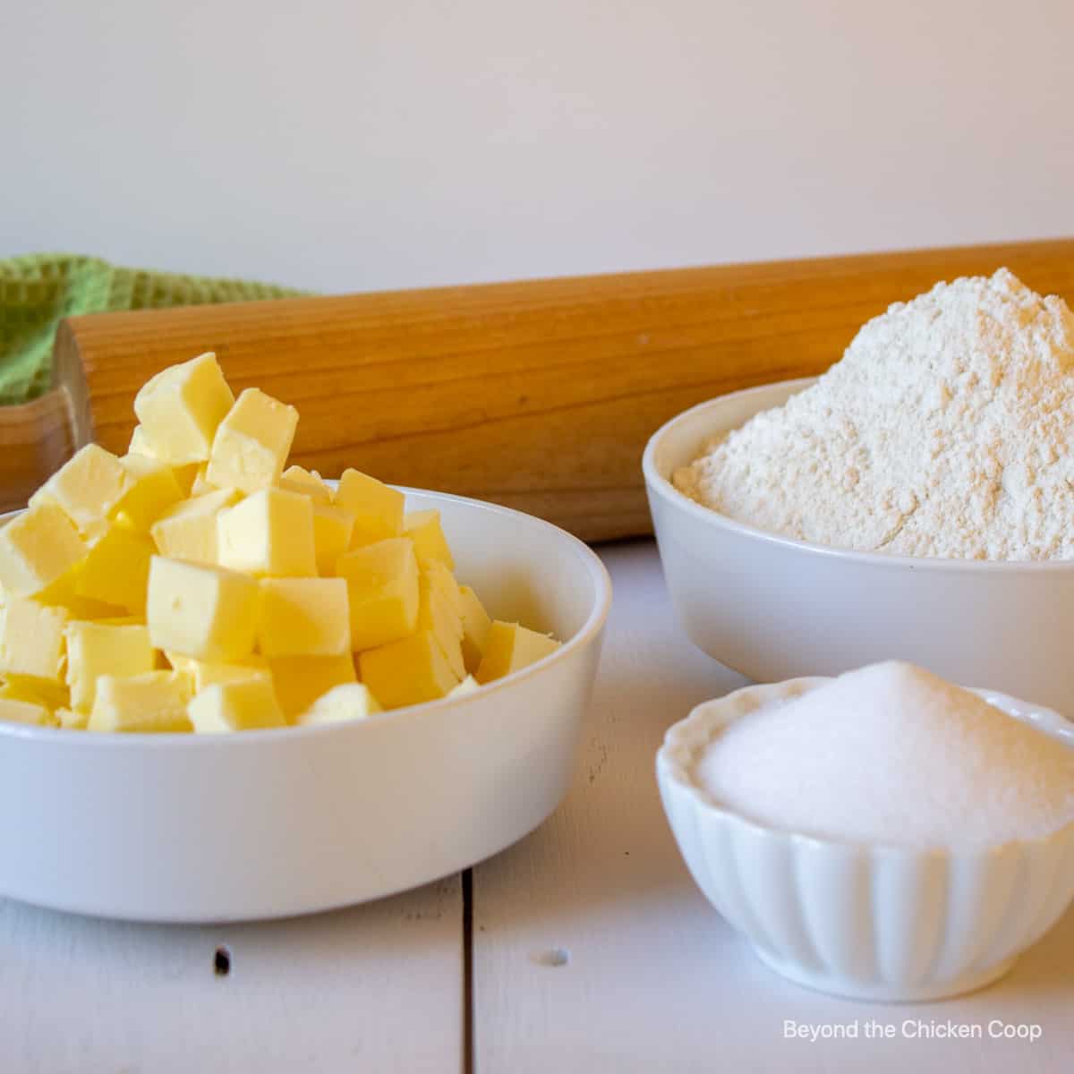 Ingredients for making puff pastry.