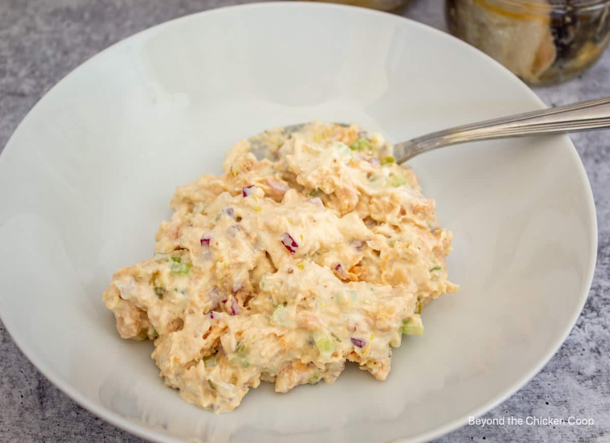 Tuna salad in a bowl.