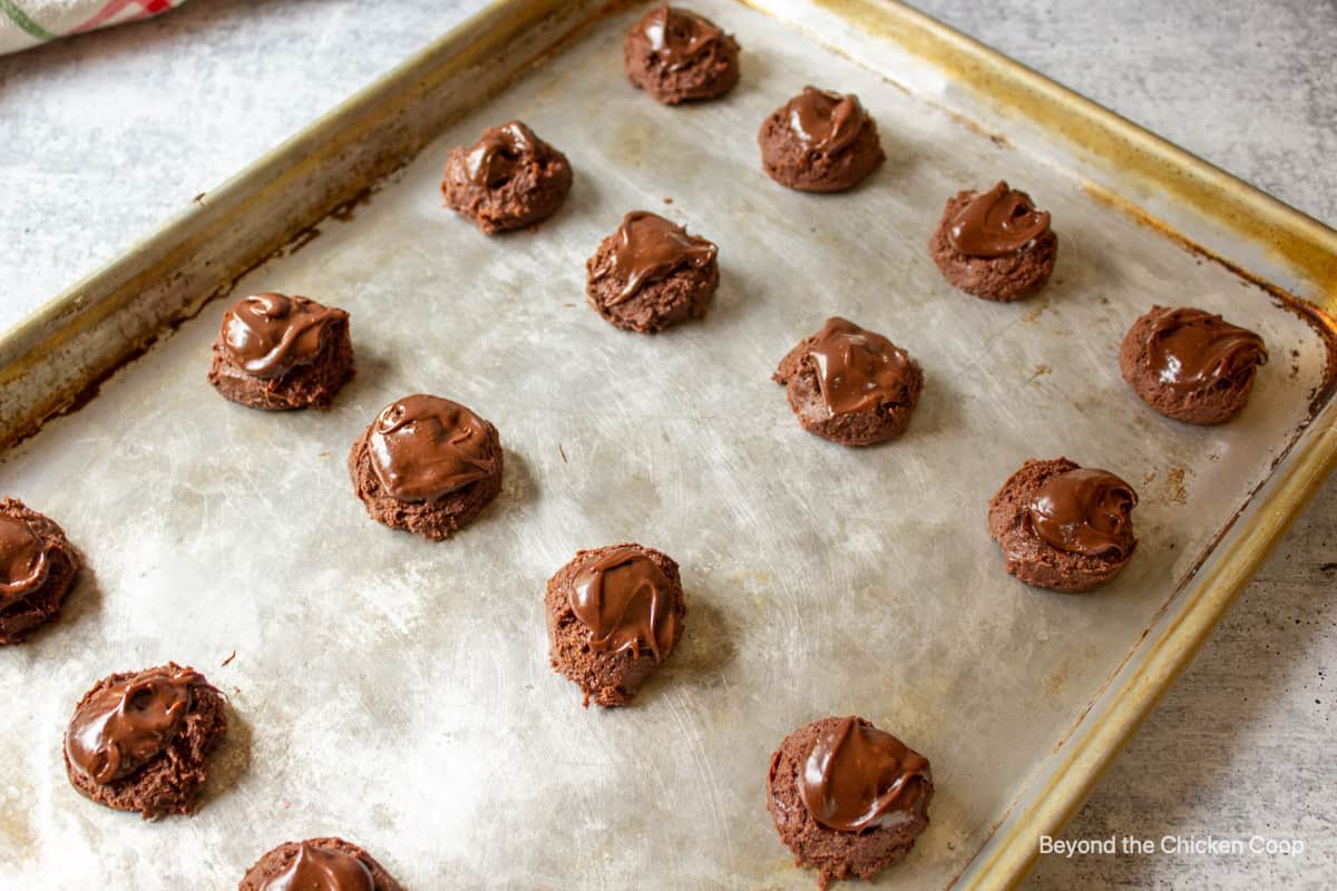 Chocolate cookies topped with a chocolate frosting.