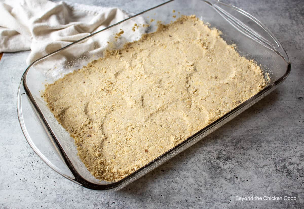 An unbaked crust in a baking dish.