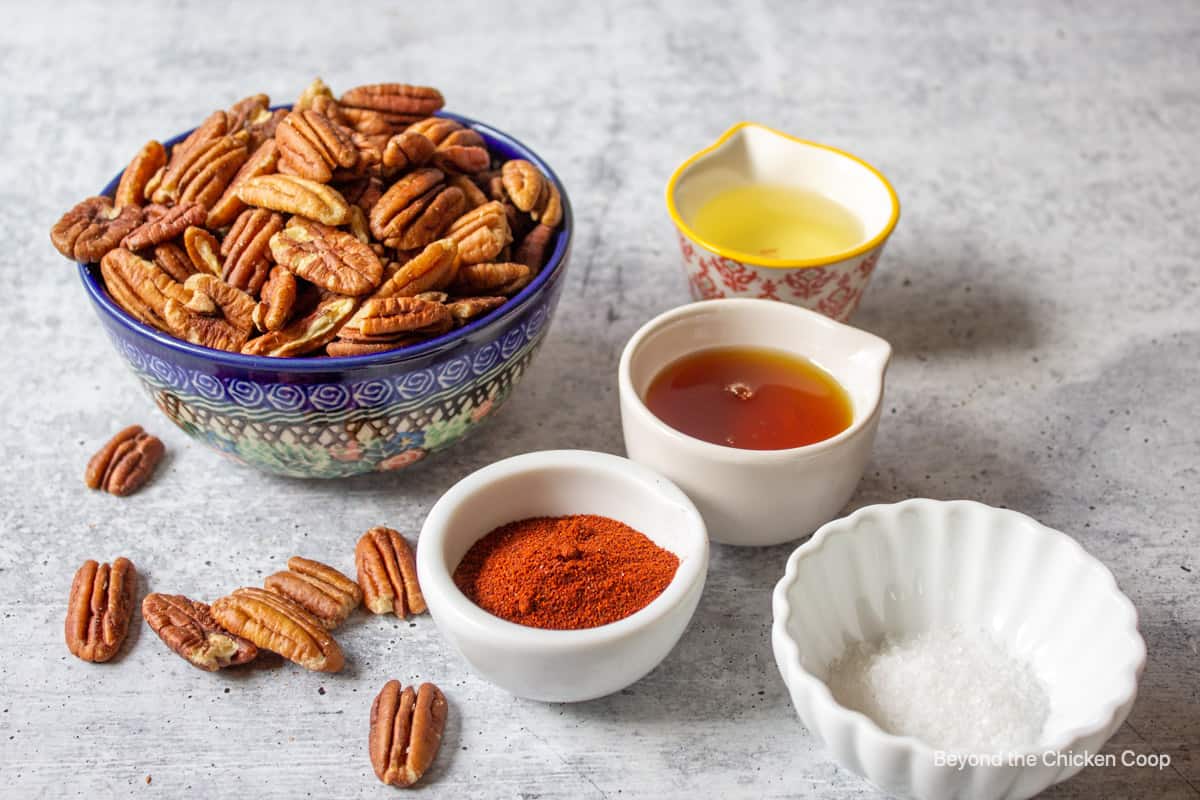 Ingredients for making spiced nuts.