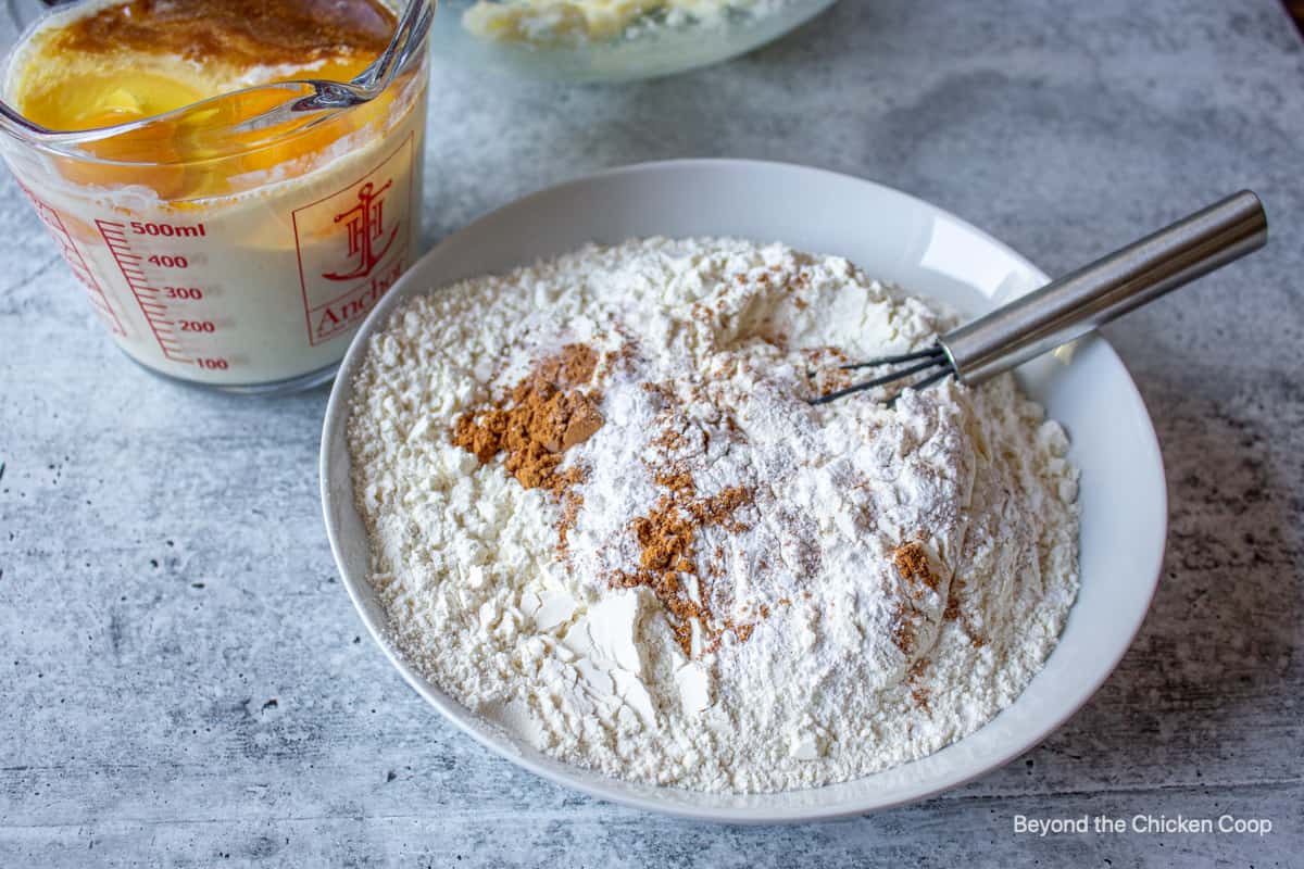 Flour and spices in a bowl.