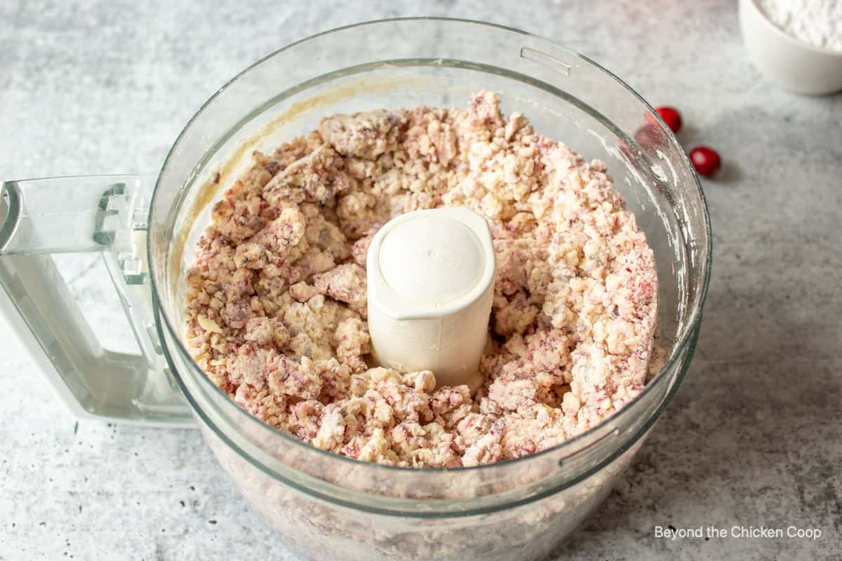 Scone dough with chopped red berries.