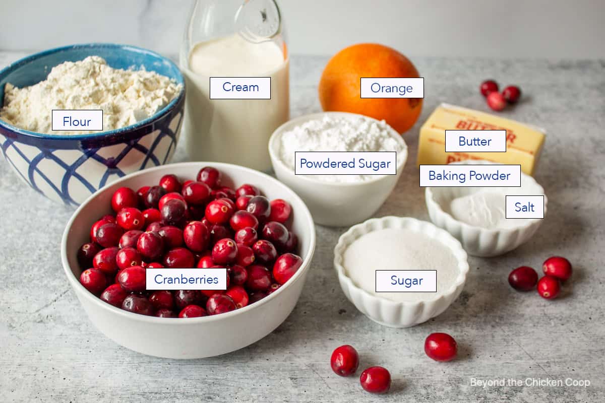 Ingredients in small bowls. 