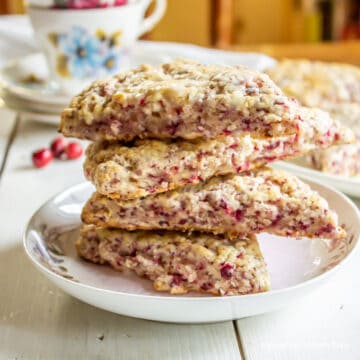 A stack of cranberry scones.
