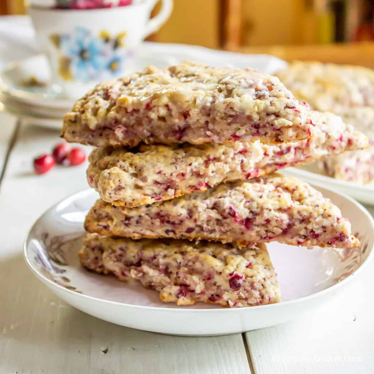 = A stack of cranberry scones.