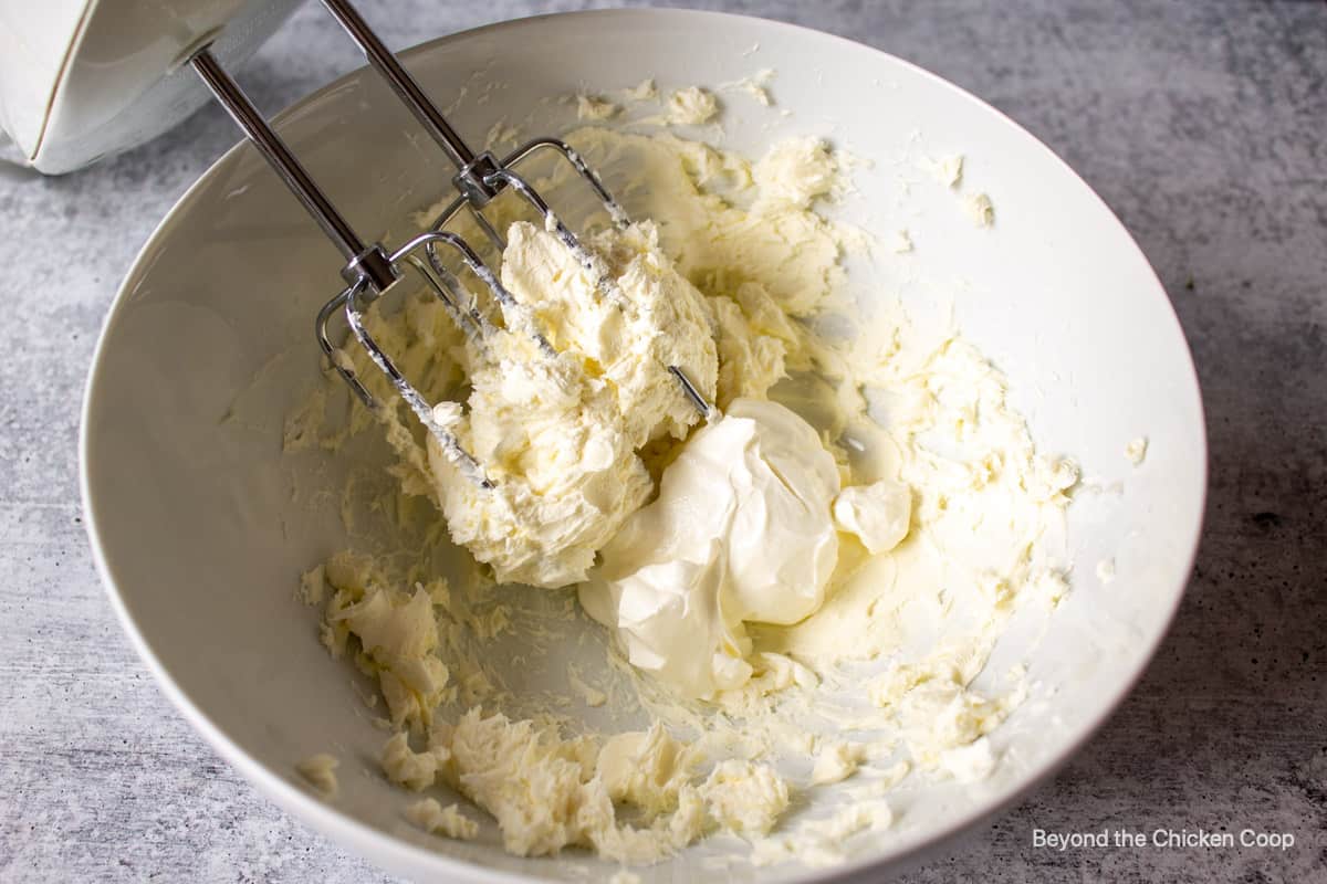 Cream cheese with sour cream.