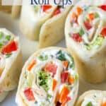 tortillas filled with cream cheese and veggies.