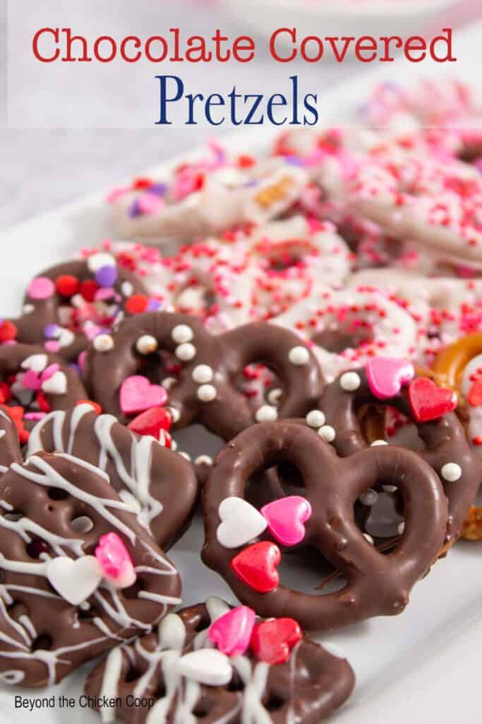A variety of chocolate covered pretzels.