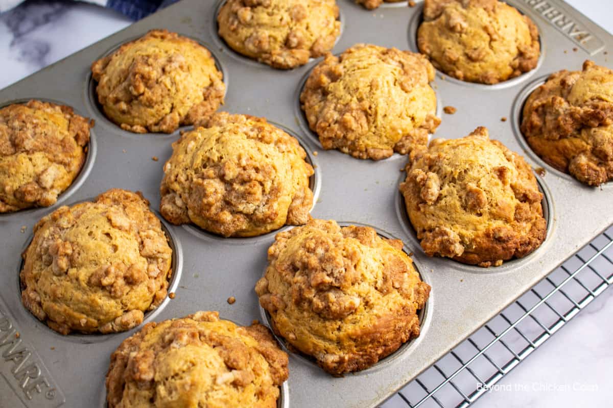 Baked coffee cake muffins.