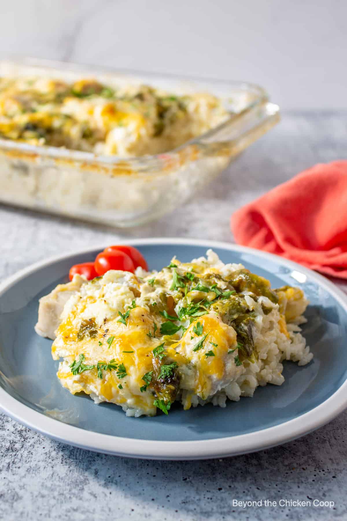 A plateful of chicken casserole. 