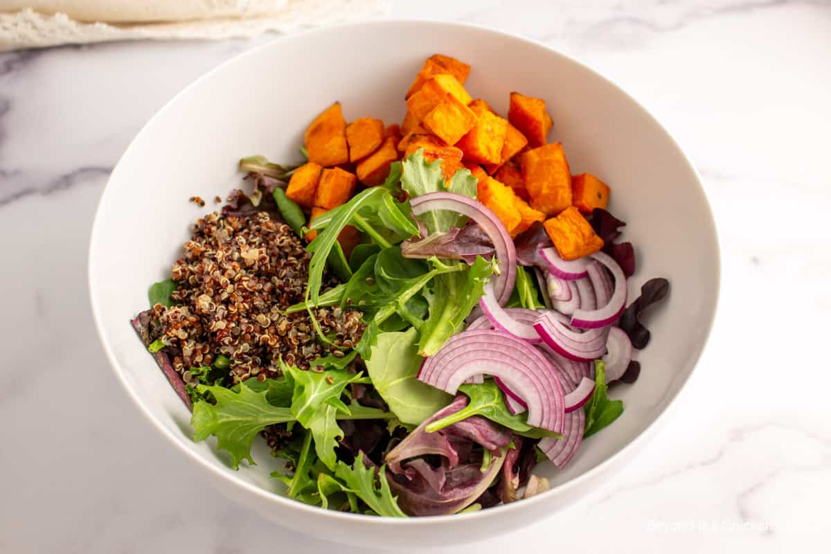 Salad ingredients in a bowl.