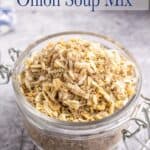 Onion seasoning mix in a glass jar.