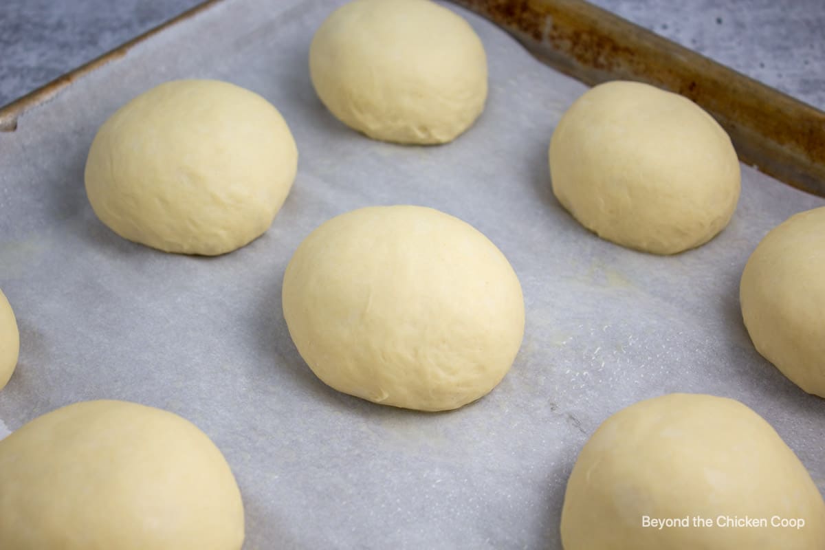 Dough resting on a baking sheet.