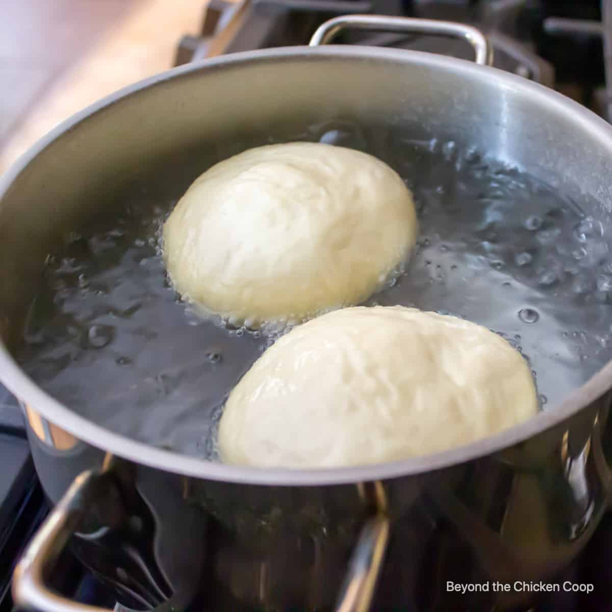 Boiling rolls in boiling water.