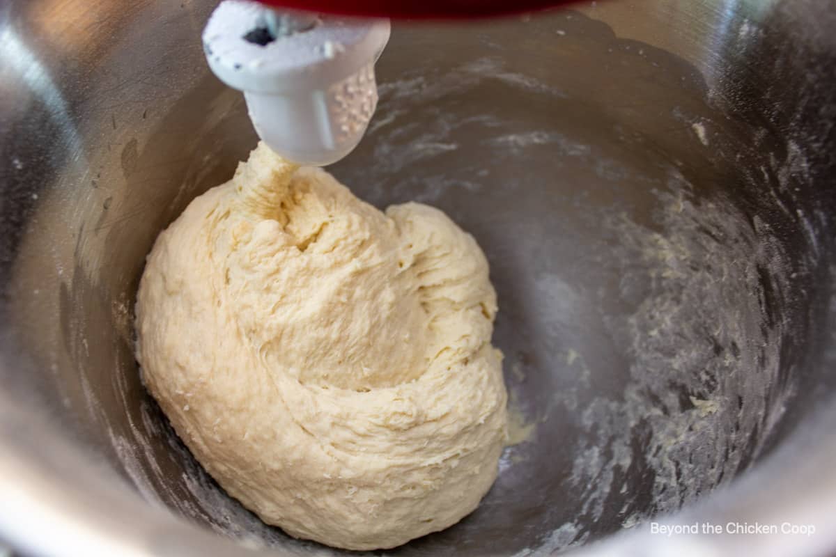 Dough on a dough hook. 