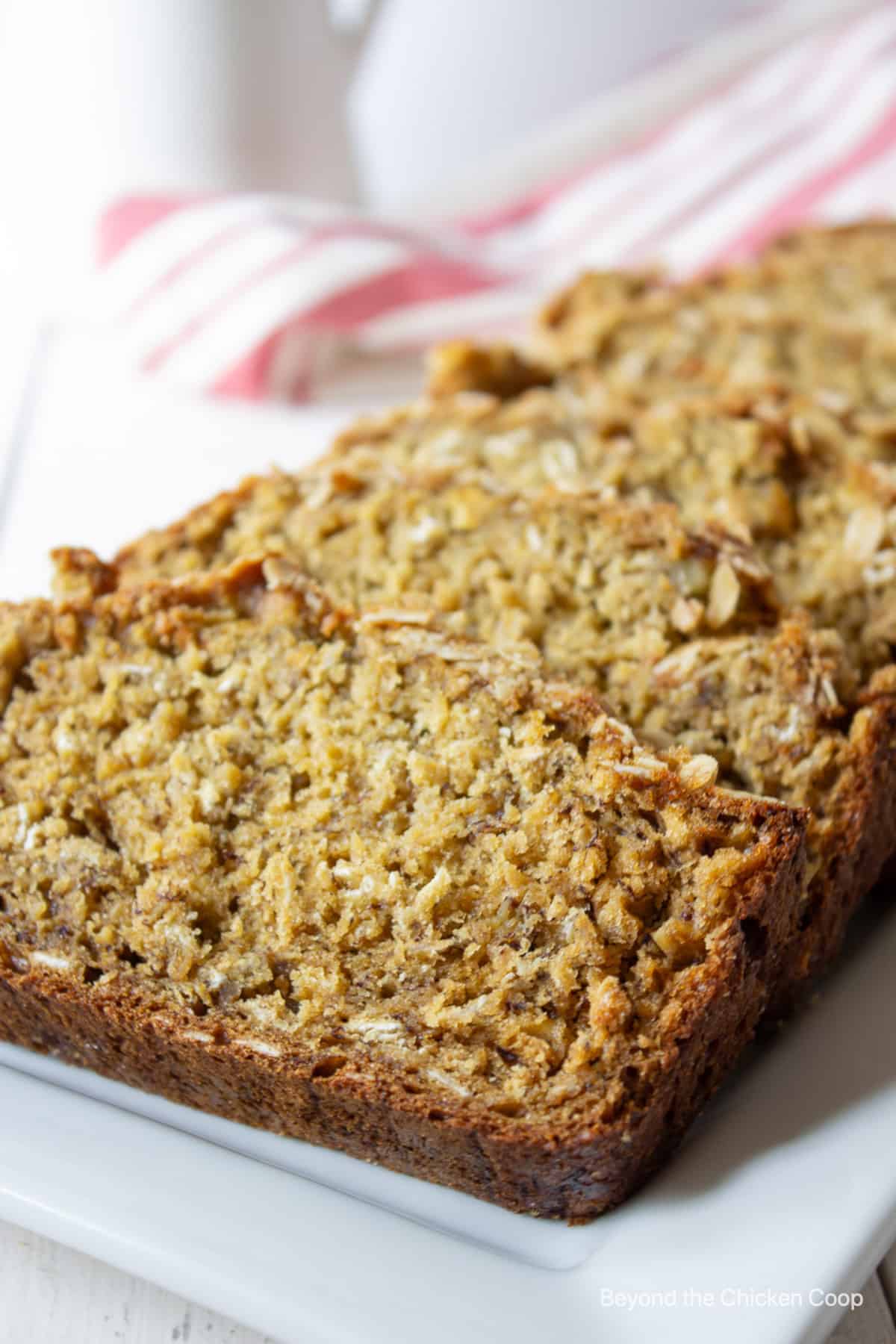 Sliced banana bread.