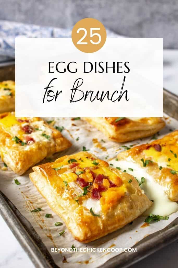 Puff pastry filled with baked eggs.
