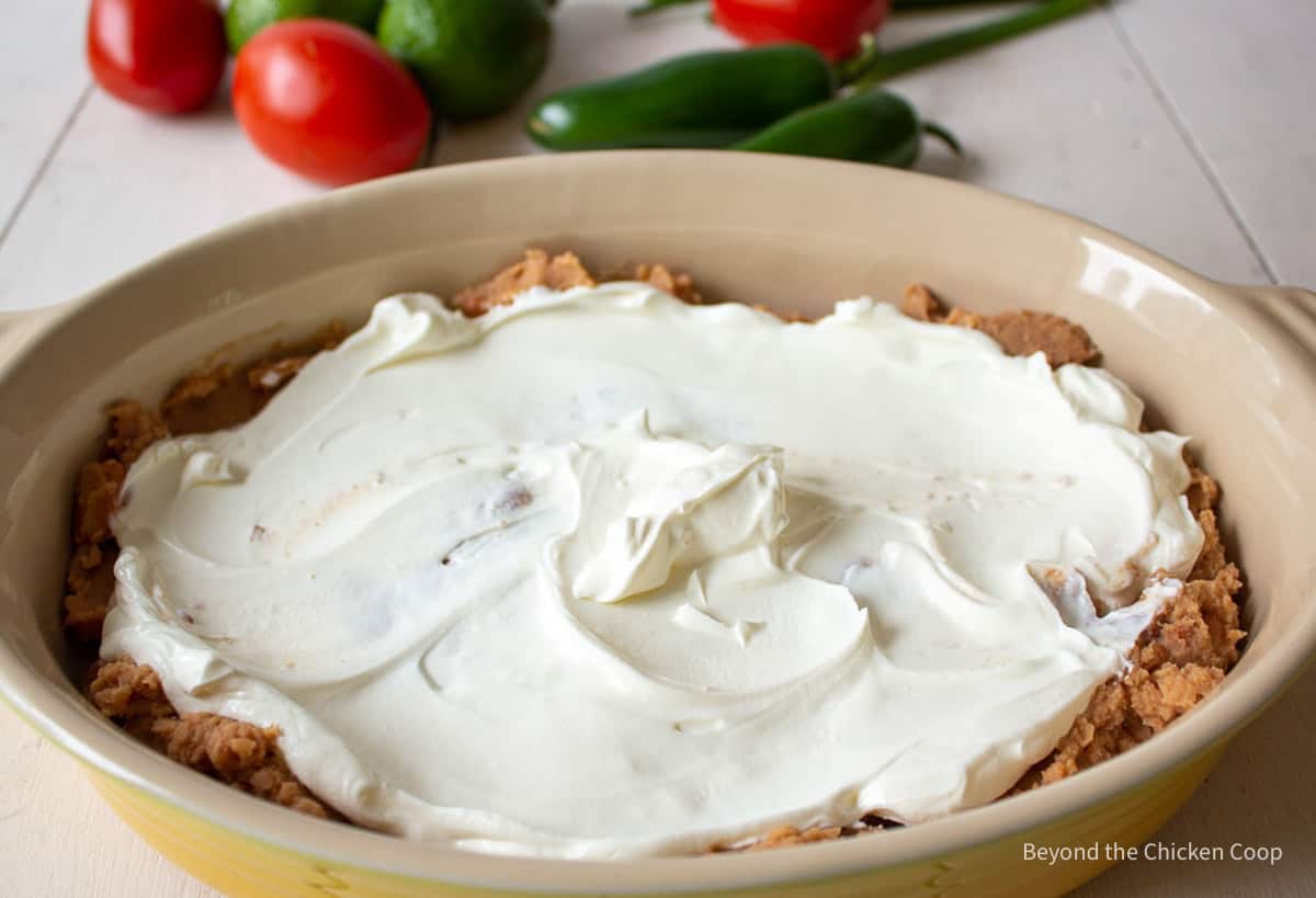 A layer of sour cream.