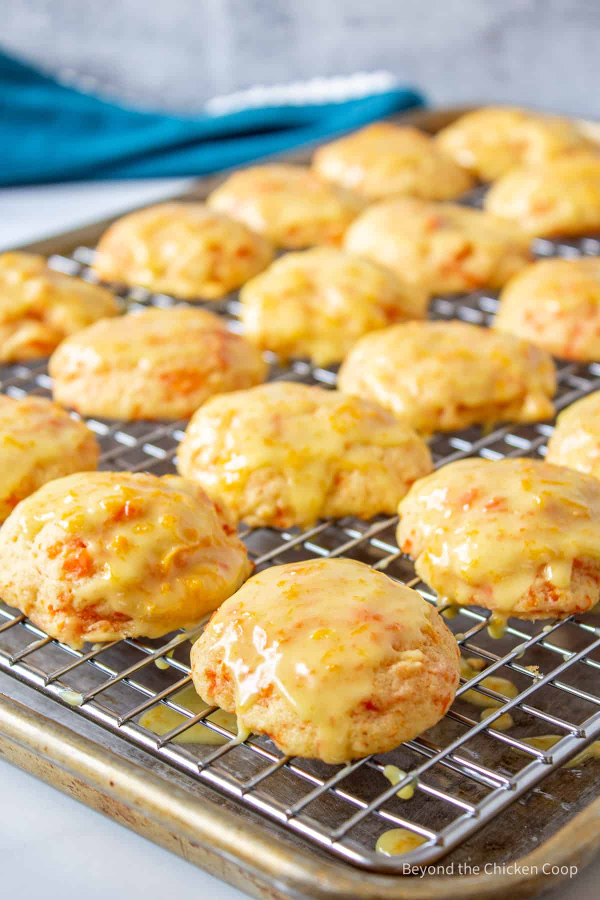 Cookies on a baking rack.