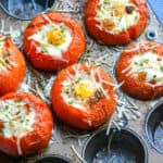 Tomatoes filled with baked eggs.