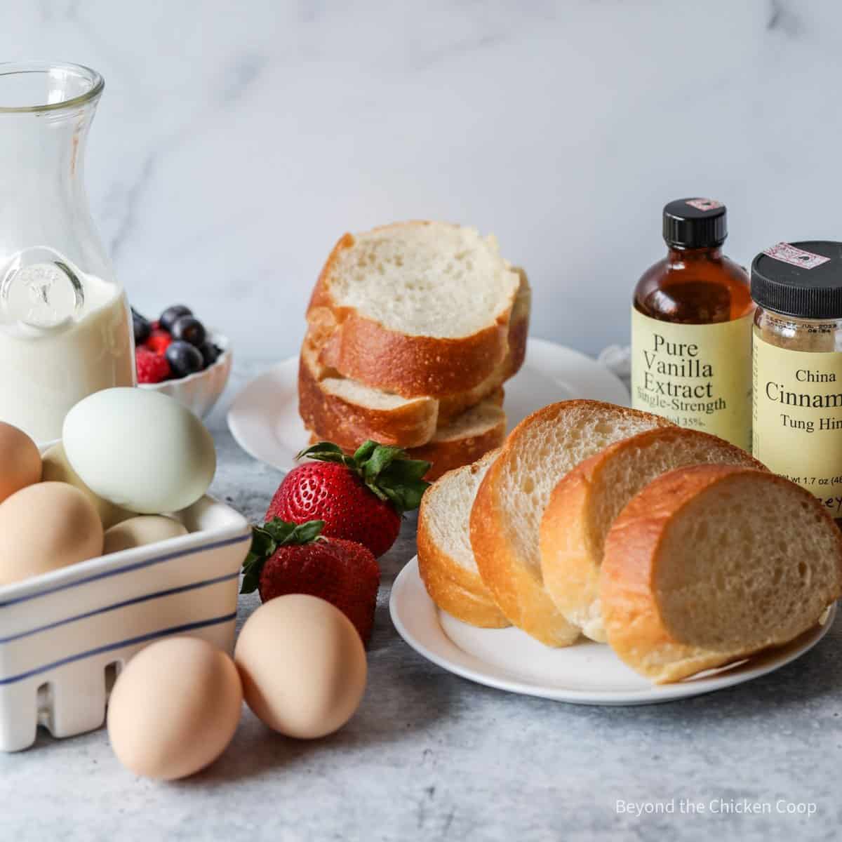 Ingredients for making French Toast.