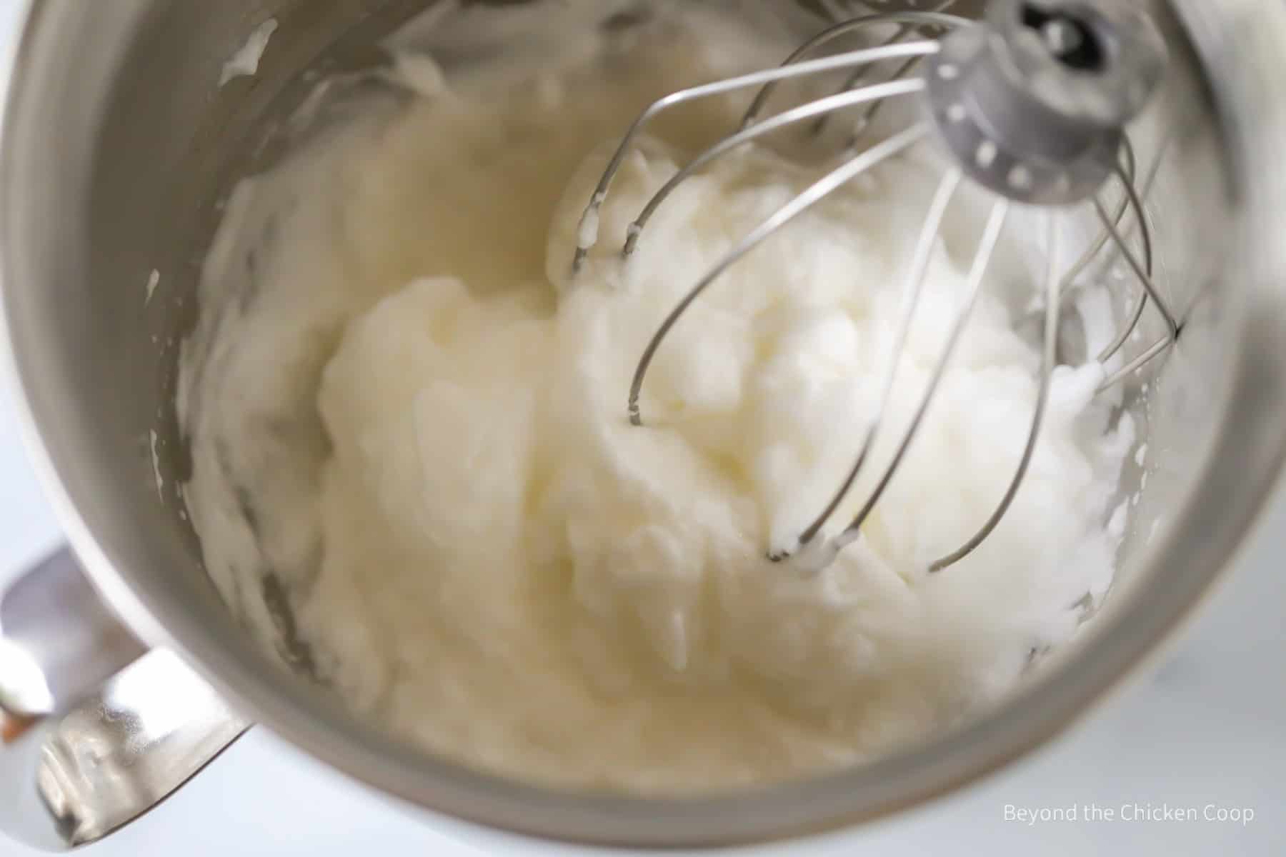 Stiff beaten egg whites.