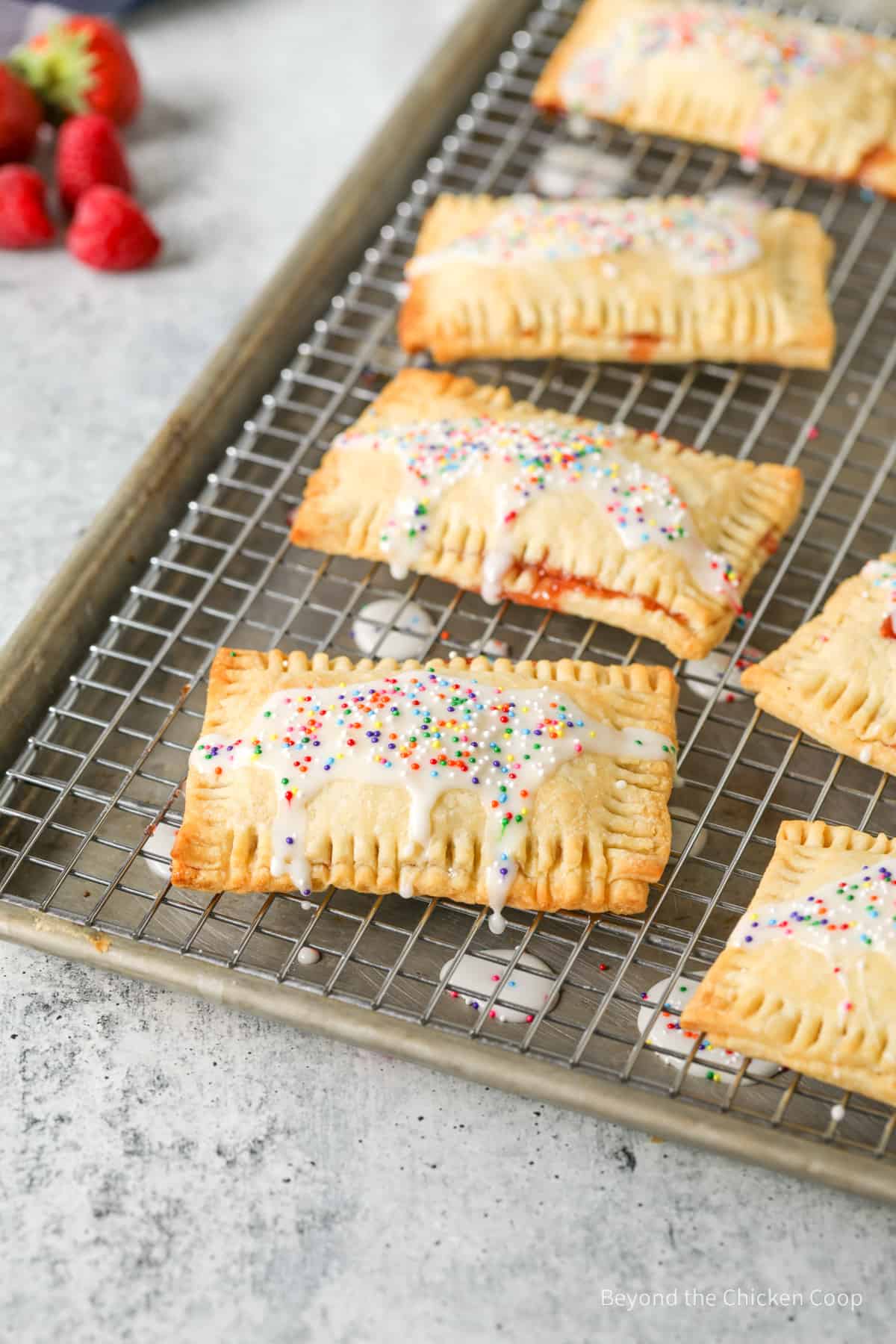 Pop tarts with glaze and sprinkles.