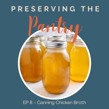 Jars of canned chicken broth.