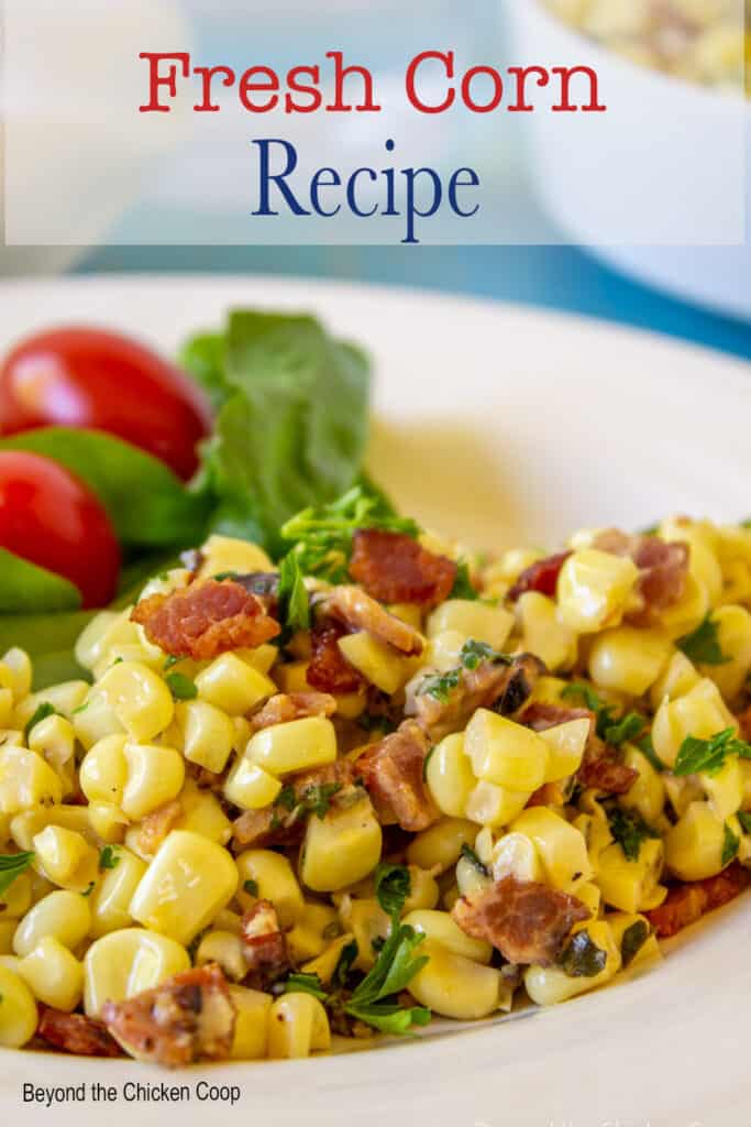 Yellow corn with bacon.