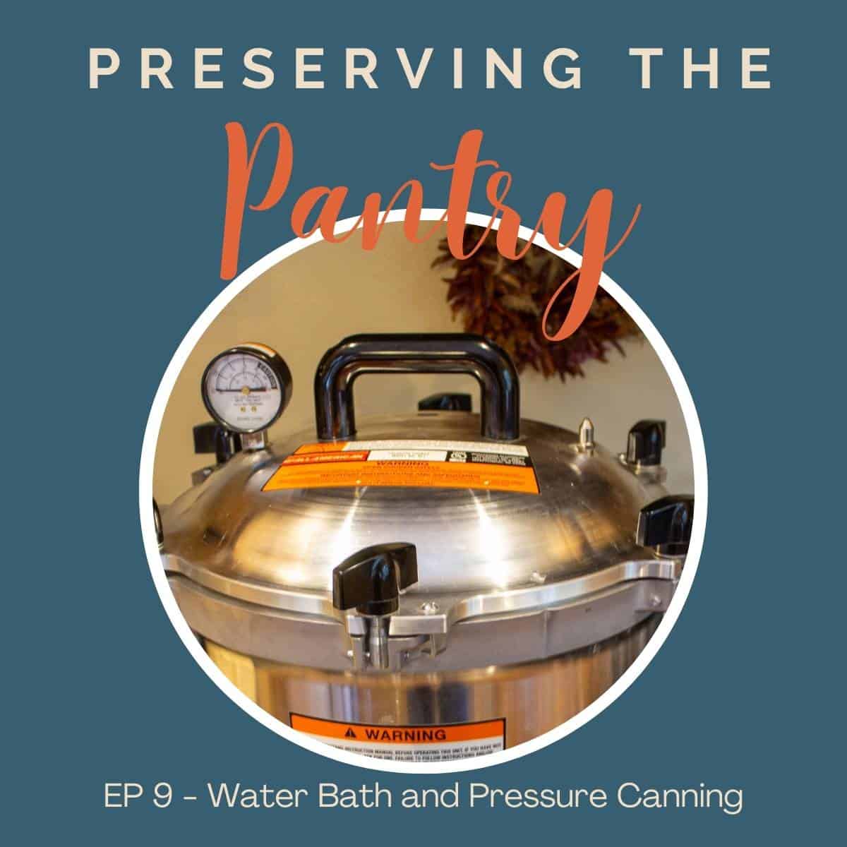 A pressure canner lid on top of the pot.