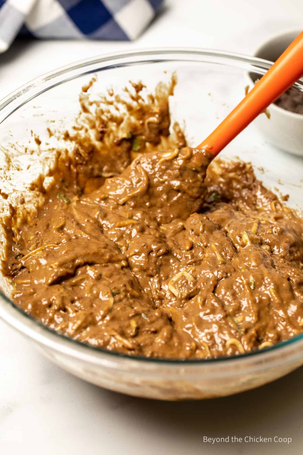 Muffin batter in a bowl.