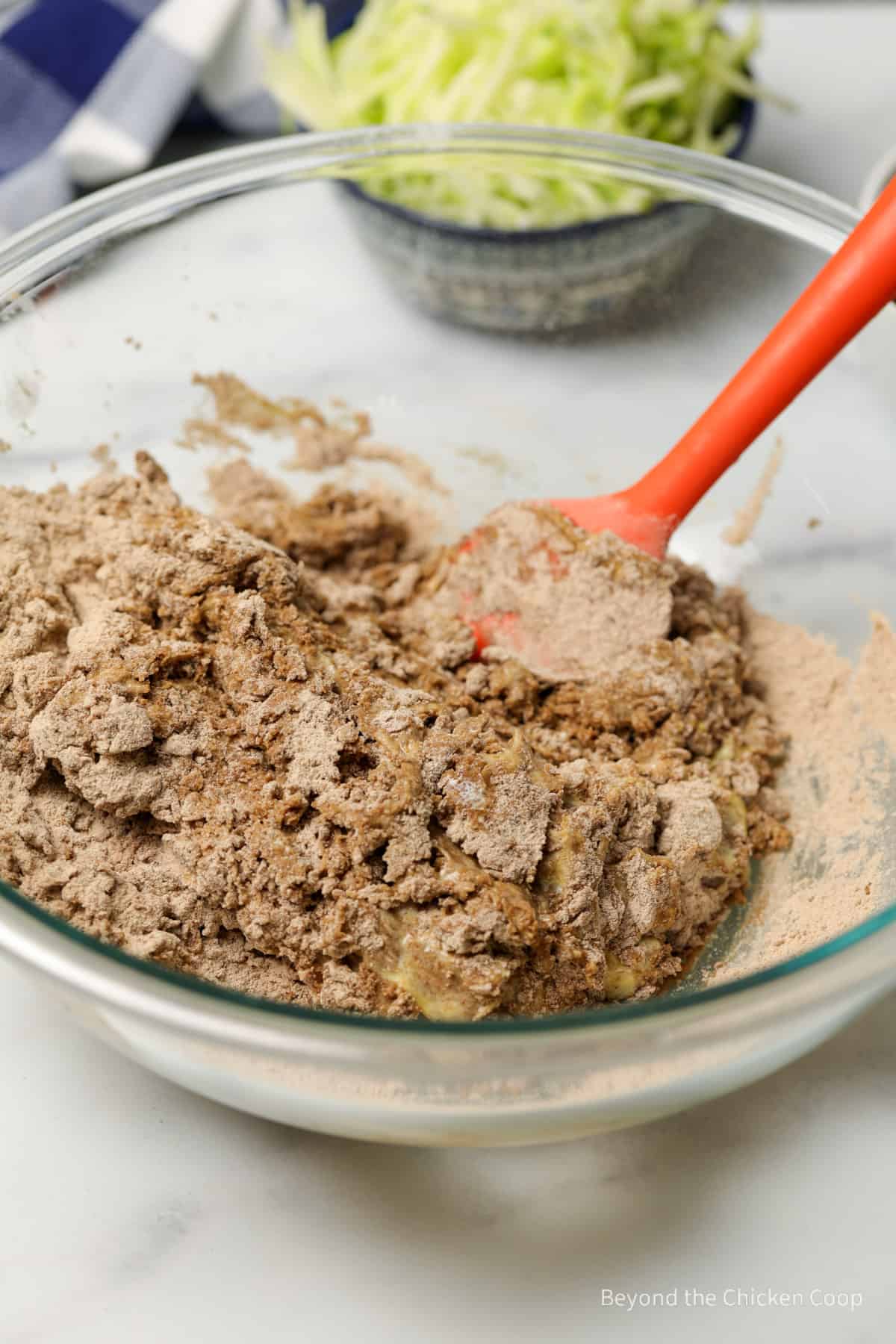 Chocolate batter in a bowl.