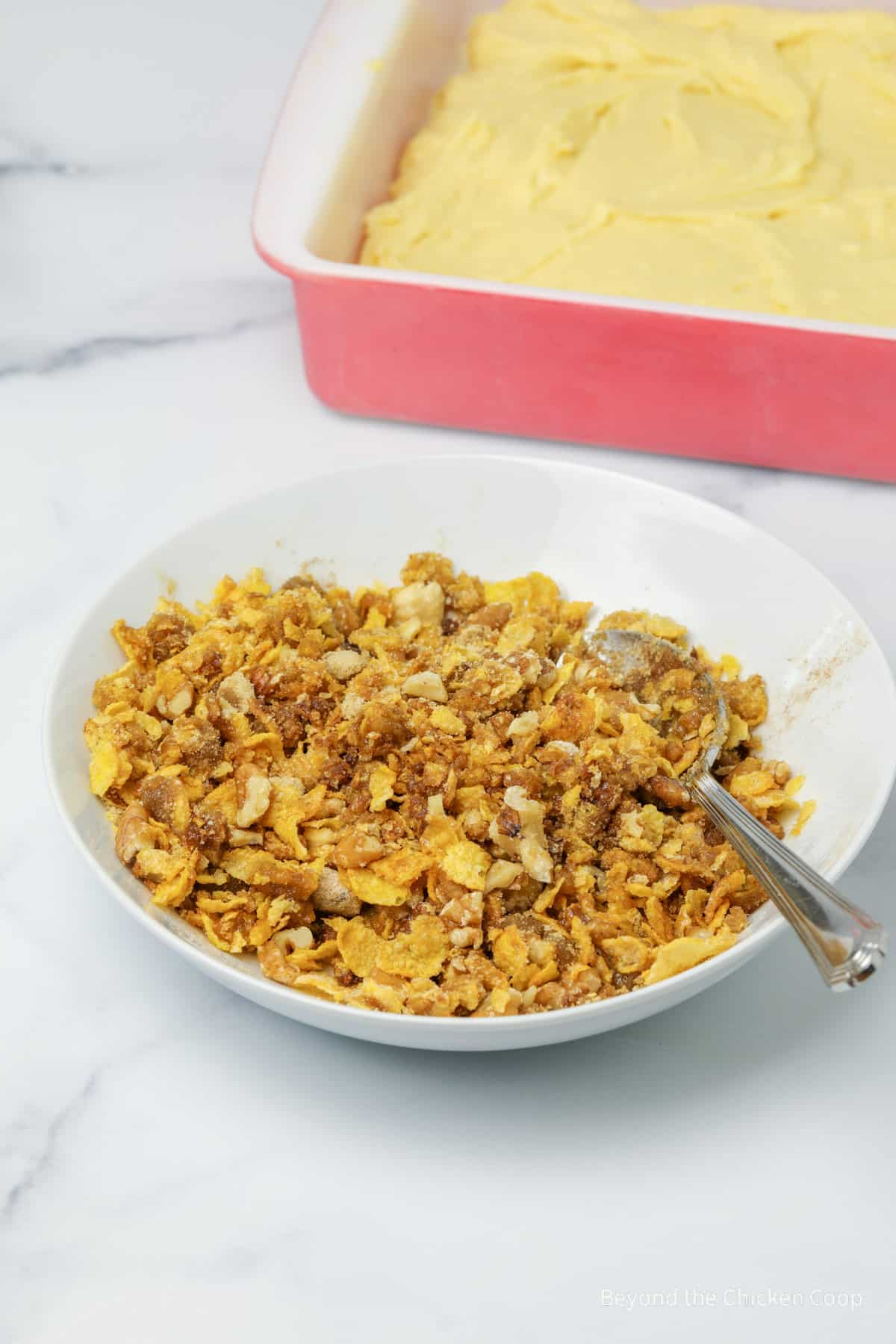 Cornflake topping for coffee cake.