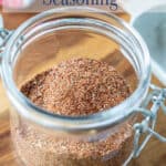 Mixed spices in a glass jar.