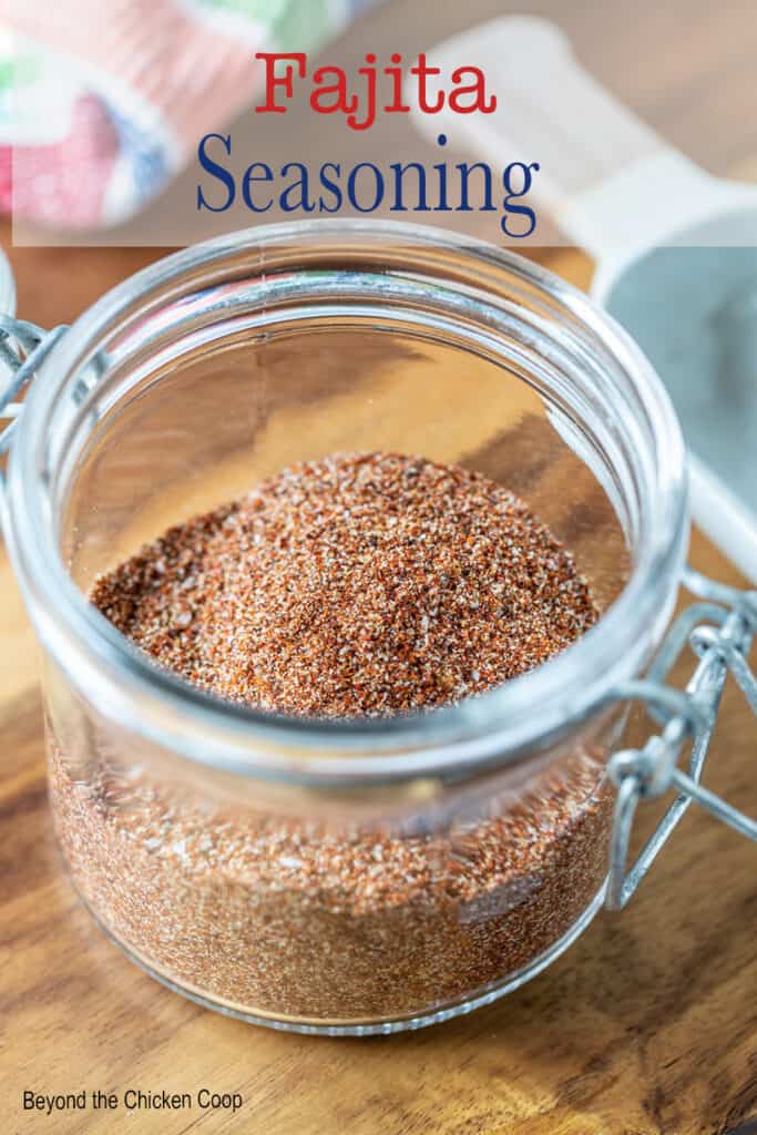 Mixed spices in a glass jar.