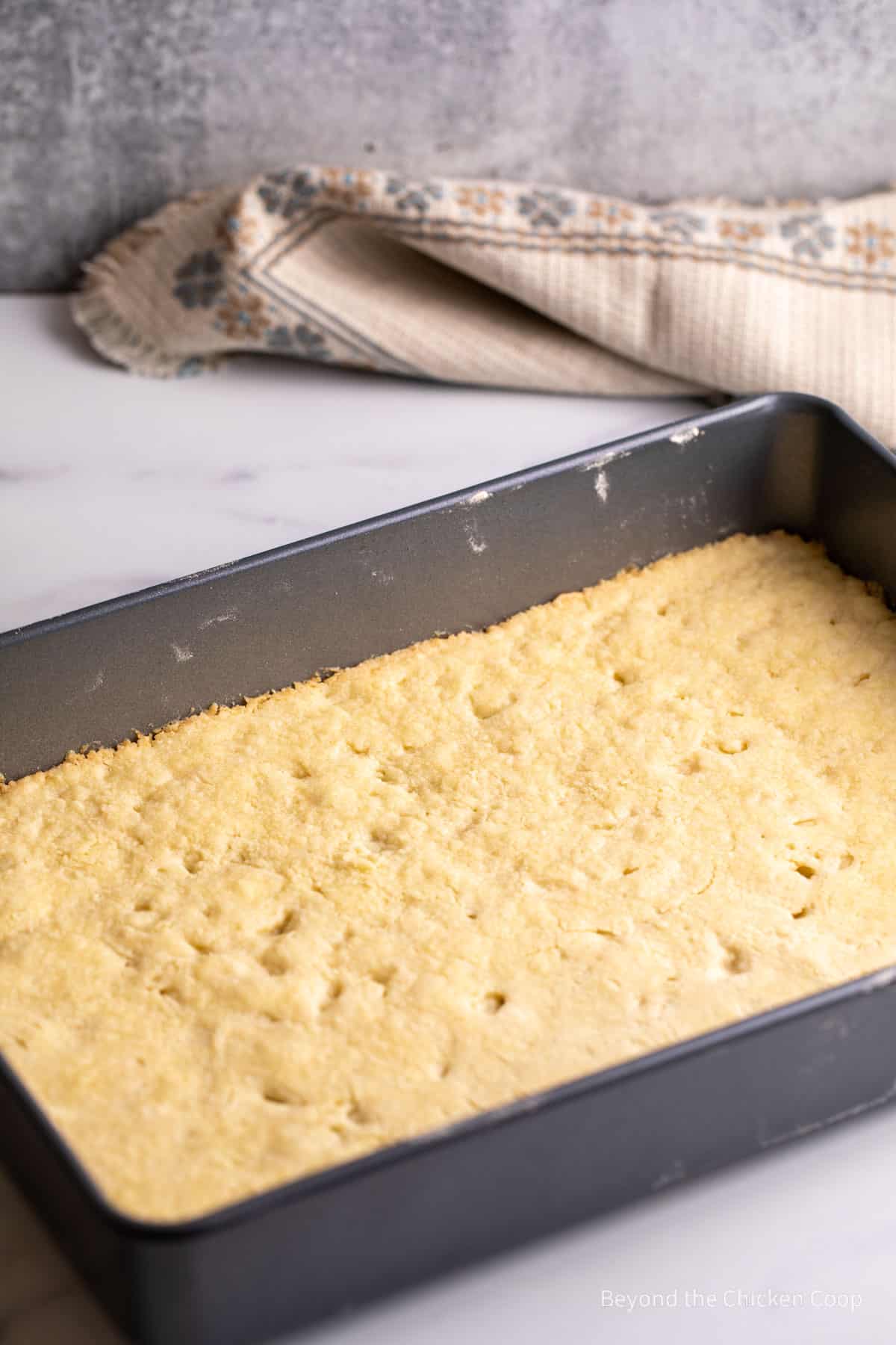 A parbaked shortbread crust.