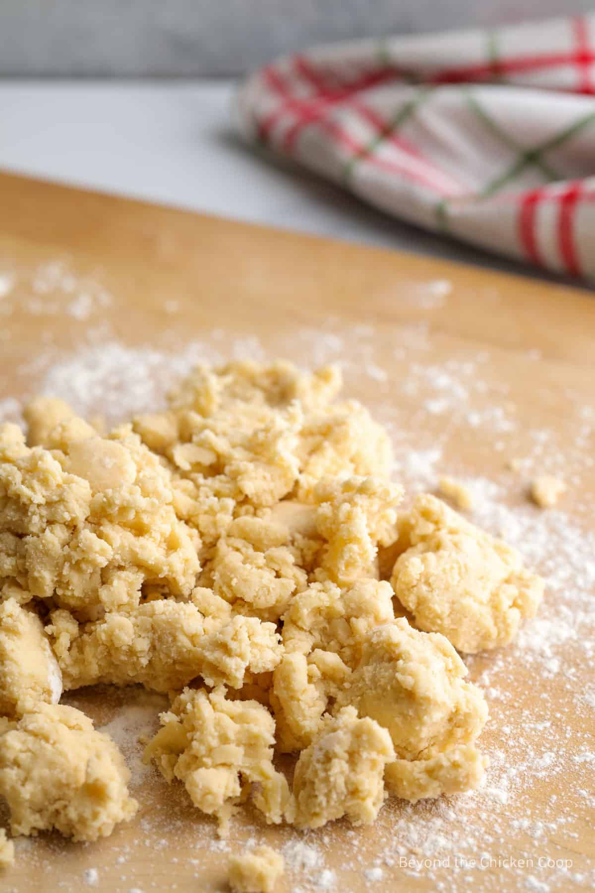 Cookie dough on a floured board. 