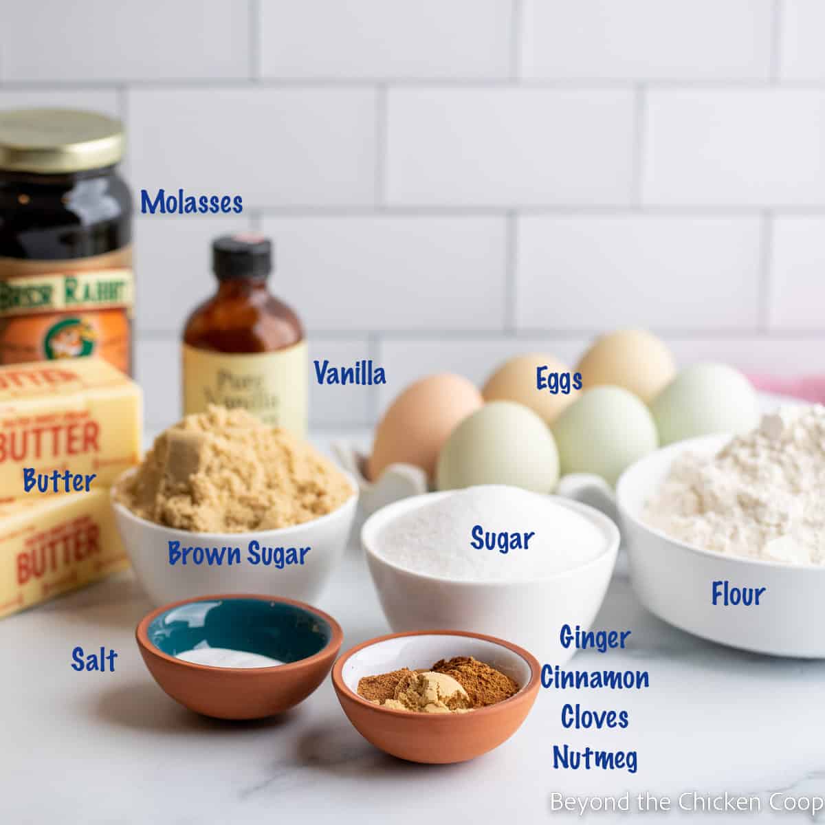 Ingredients for making ginger cookies.