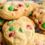 Cookies with red and green candy pieces.