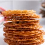 A stack of lace cookies.