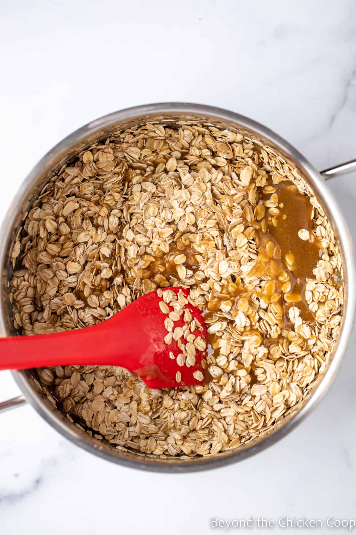 Oatmeal in a saucepan.