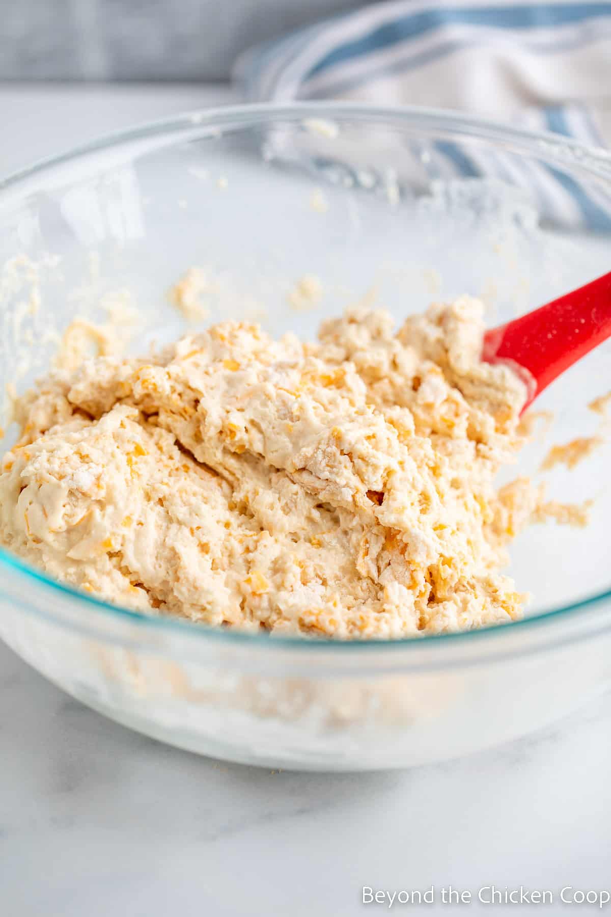 Mixed batter in a bowl.