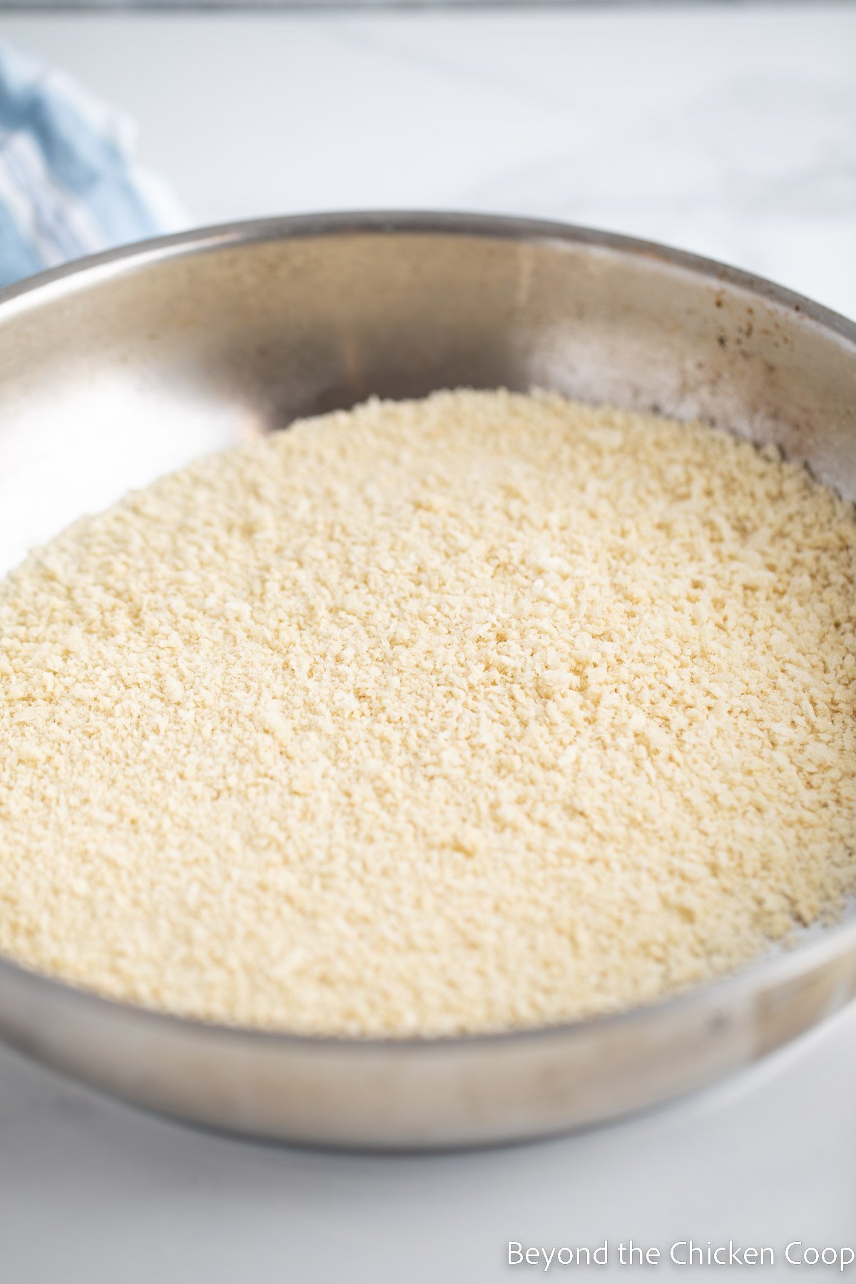 Breadcrumbs in a skillet. 