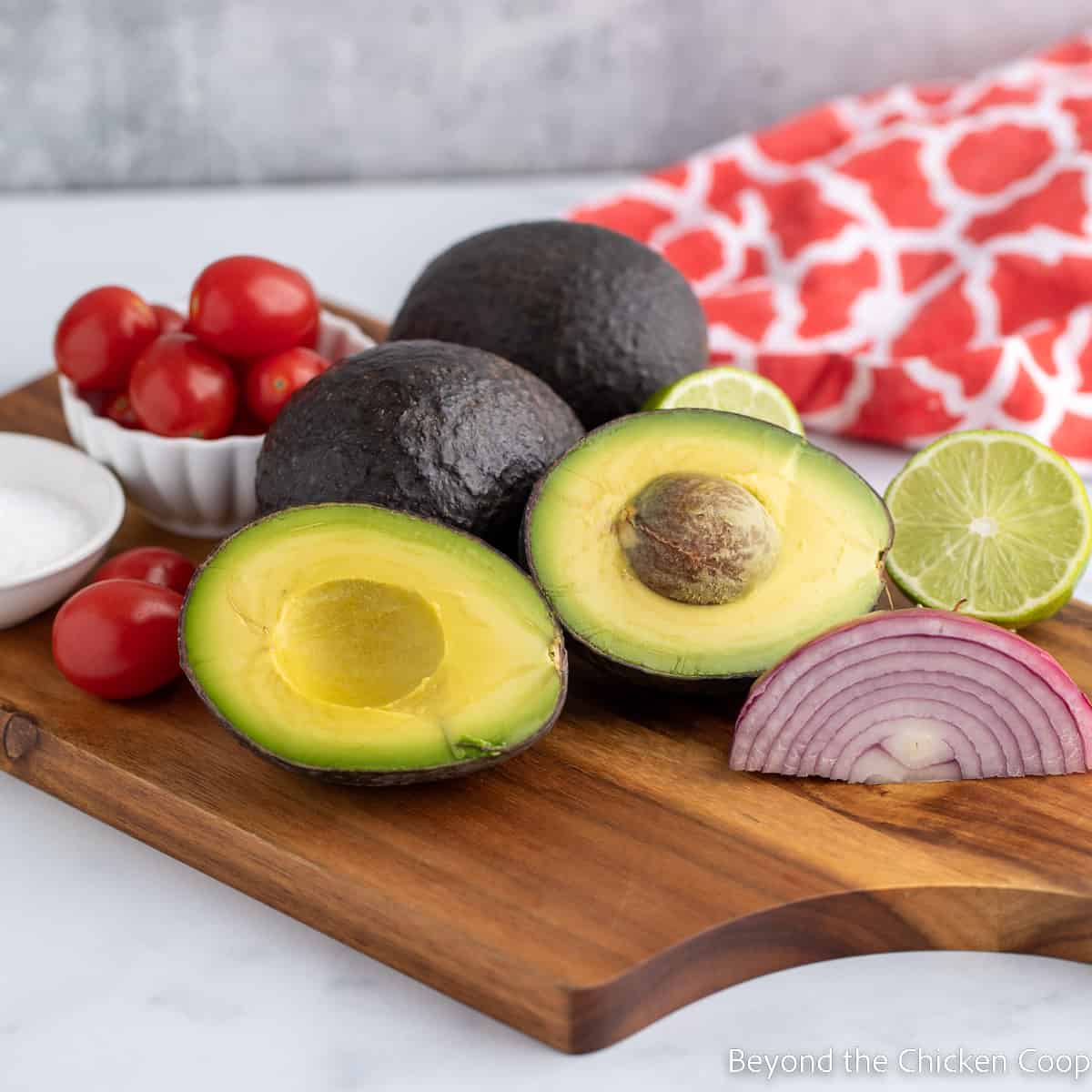 Ingredients for making guacamole. 