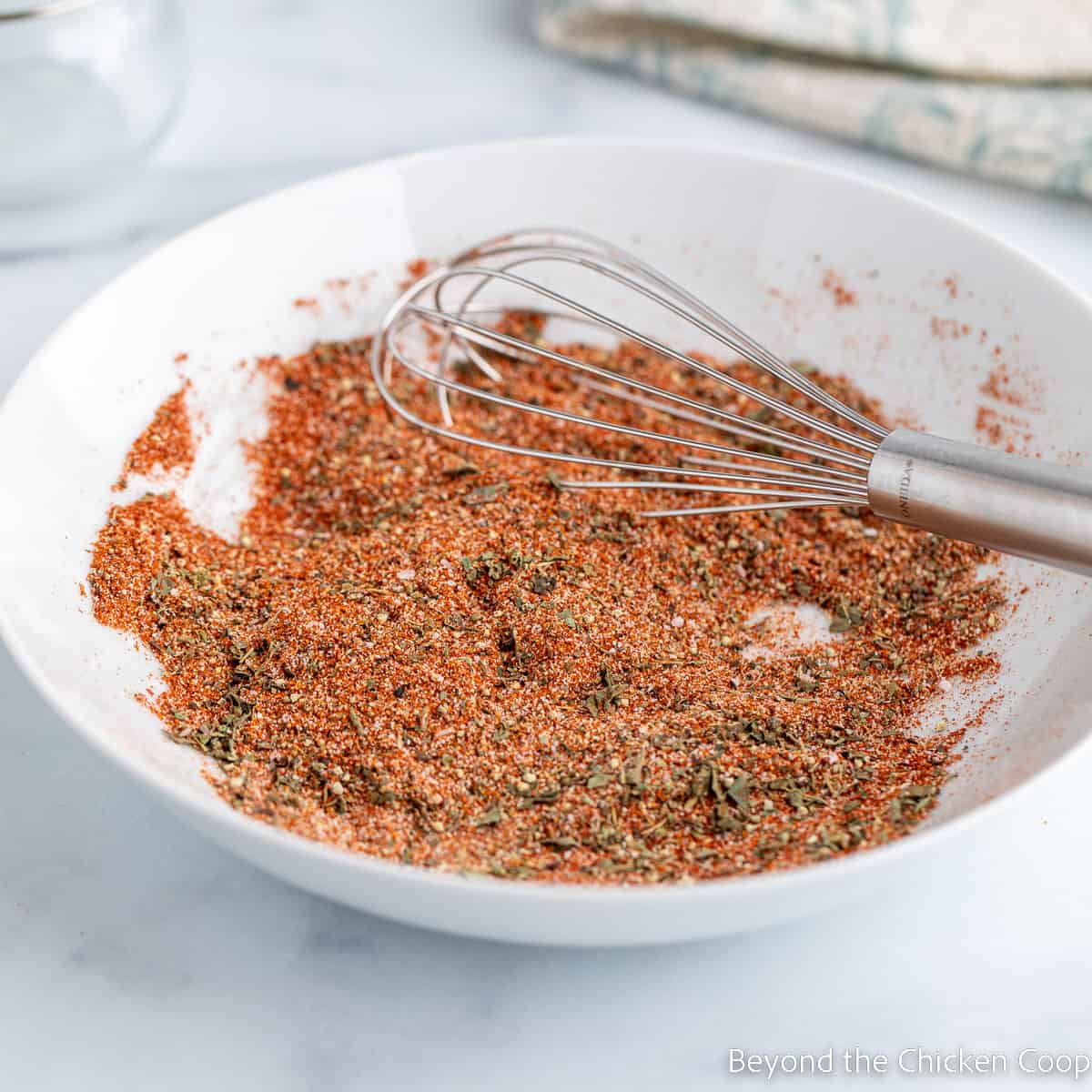 Mixed spices in a white bowl. 