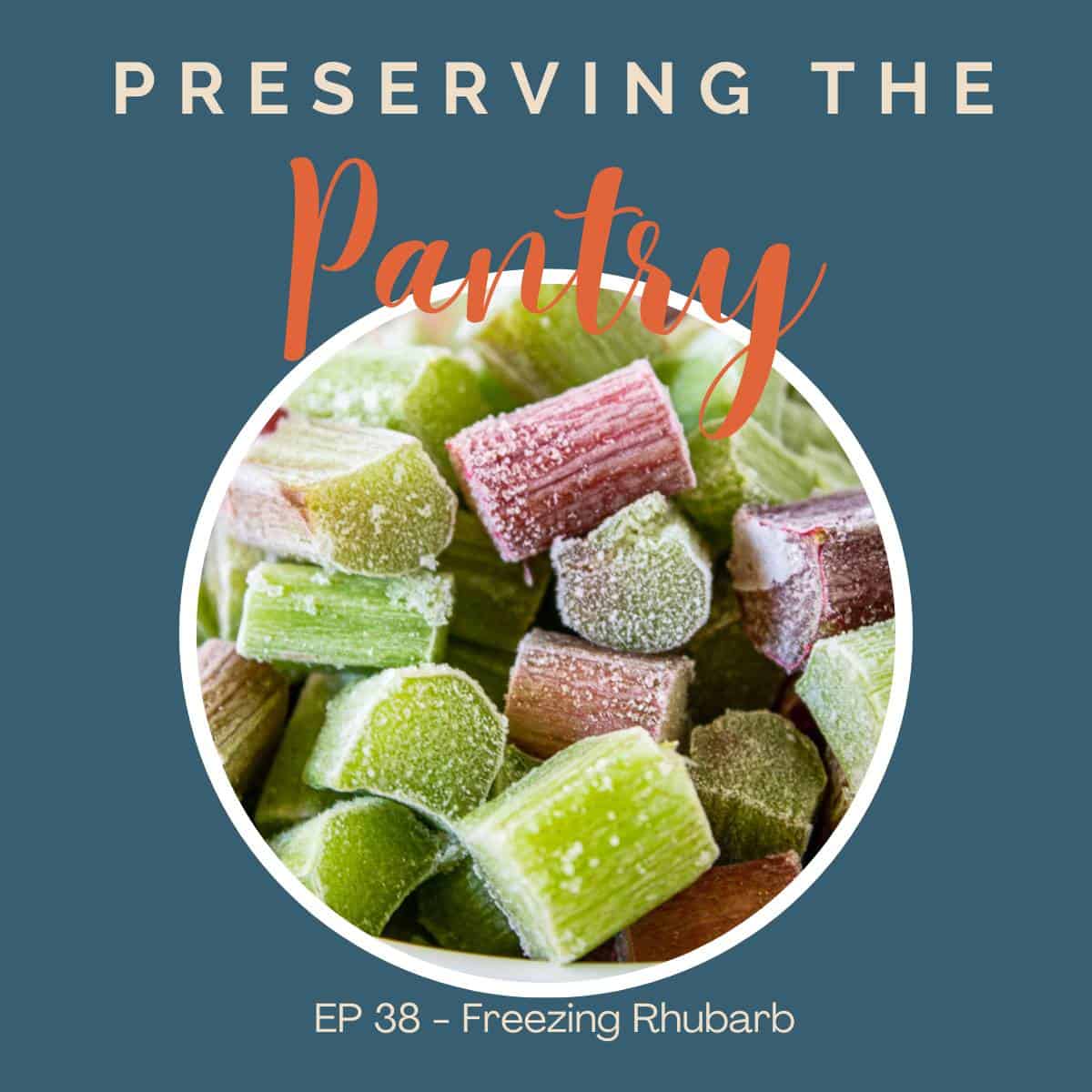 Frozen rhubarb in a pile.